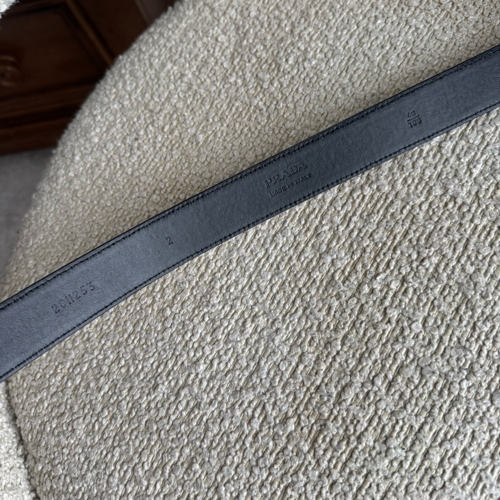 Prada Metallic Spazzolato Leather and Woven Tape Belt - Picture 8 of 10